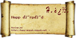 Hepp Árpád névjegykártya